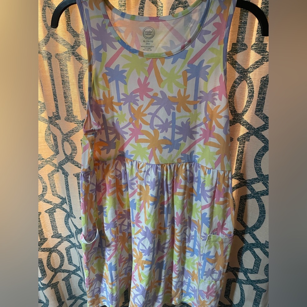 Wonder Nation Multicolor Palm Print Kids Dress